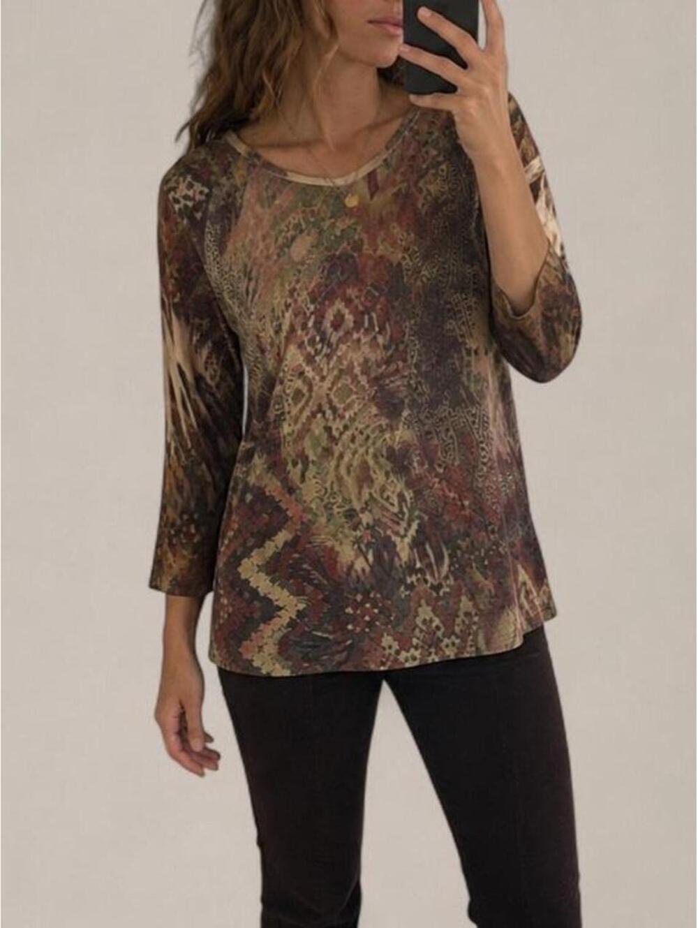 Jess & Jane Abstract Boho Rhinestone Top – XL Made in USA
